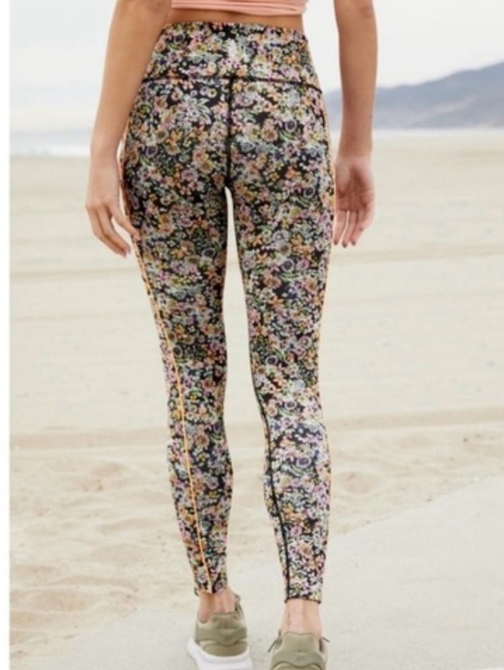 NWOT Free People Movement Leggings Eden Floral Large Drawstring Neon Pockets - Picture 3 of 12